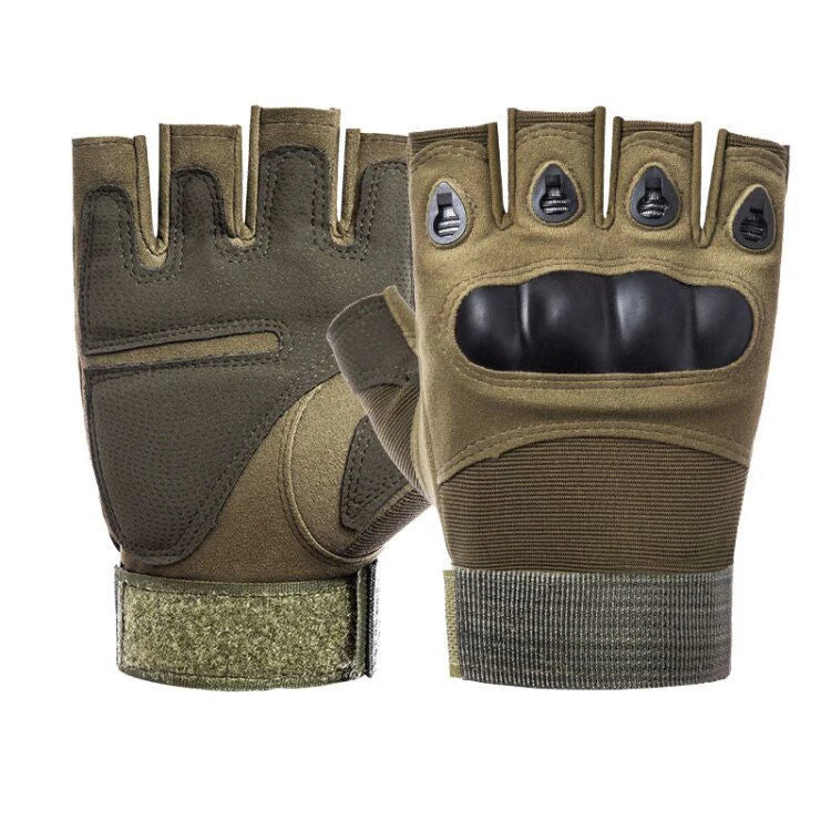 Men’s Tactical Half Finger Gloves Hard Knuckle Combat Hunting Airsoft Motorcycle Fingerless Gloves